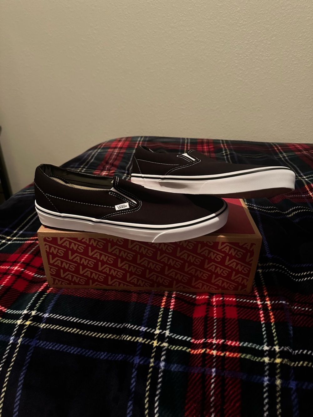 Vans Slip-On Men's Shoes - Black with White Sole